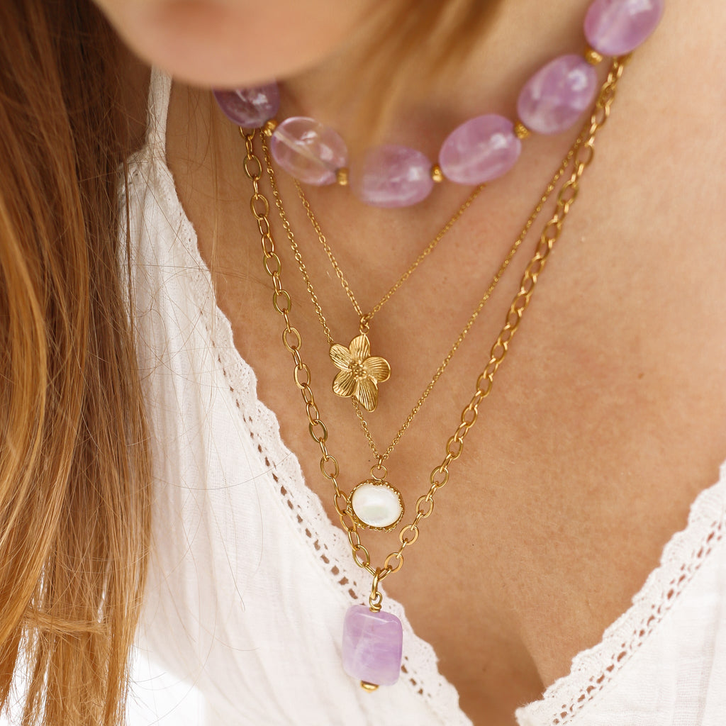 collier améthyste lavande gallet violet lithothérapie 
