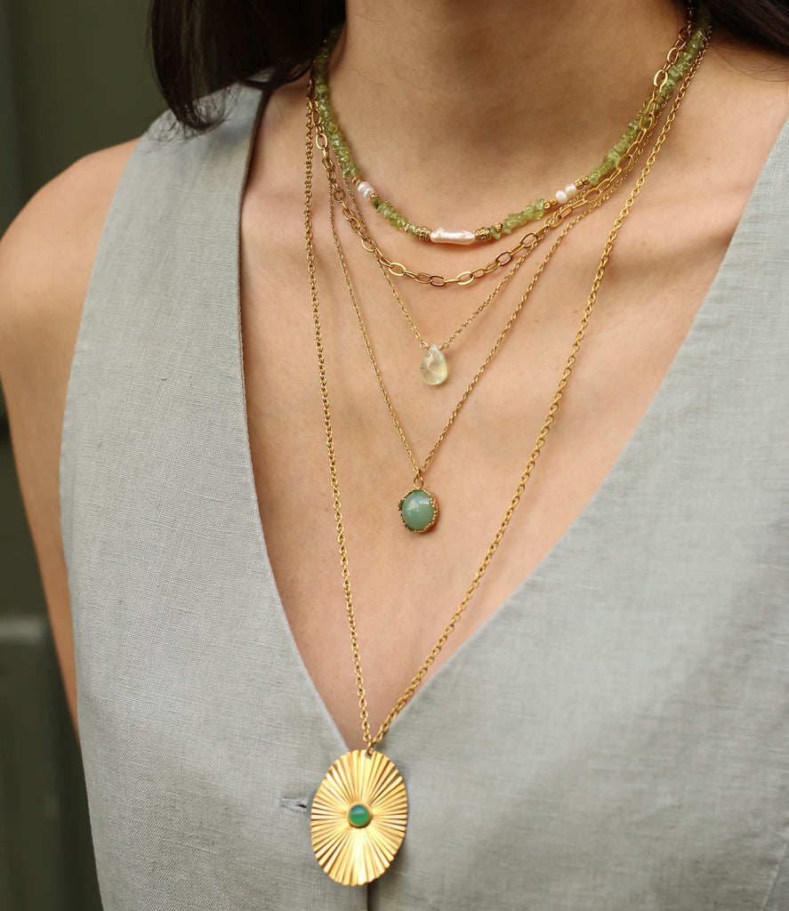 pendentif goutte préhnite pierre verte
