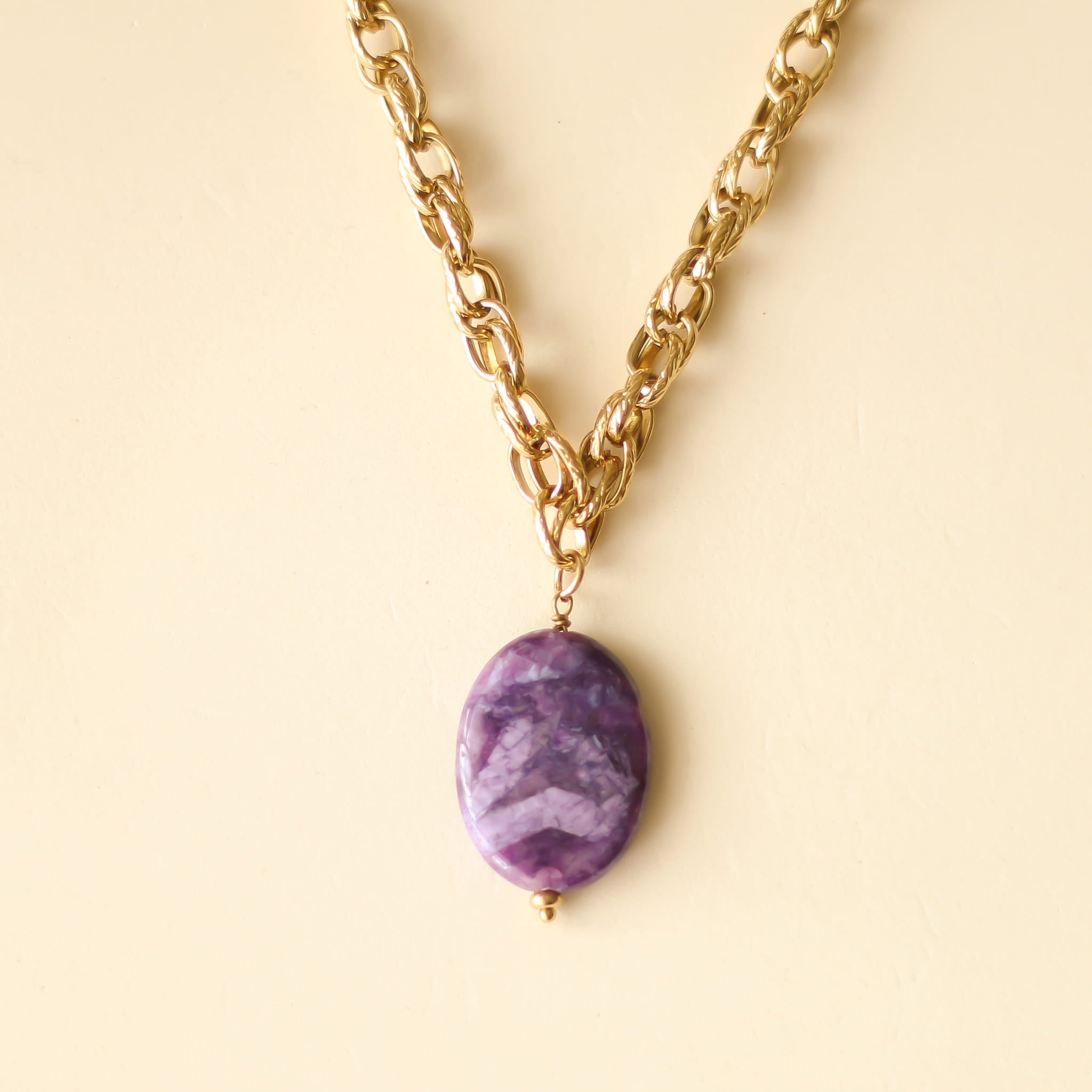 Collier Lépidolite chaîne longue