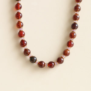 Collier Billie en Grenat orangé, perles naturelles 