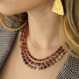Collier Billie en Grenat orangé fin à superposé avec d'autres pierres naturelles 