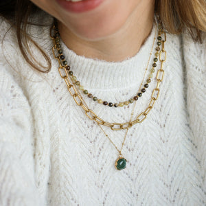 le collier pour le printemps, les teintes vertes du Grenat, la tendance de la saison