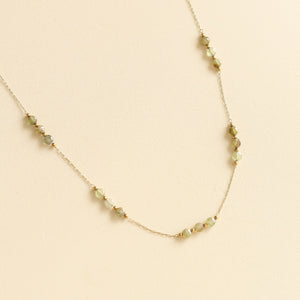 collier en Grenat vert et chaine en acier inoxydable fait main