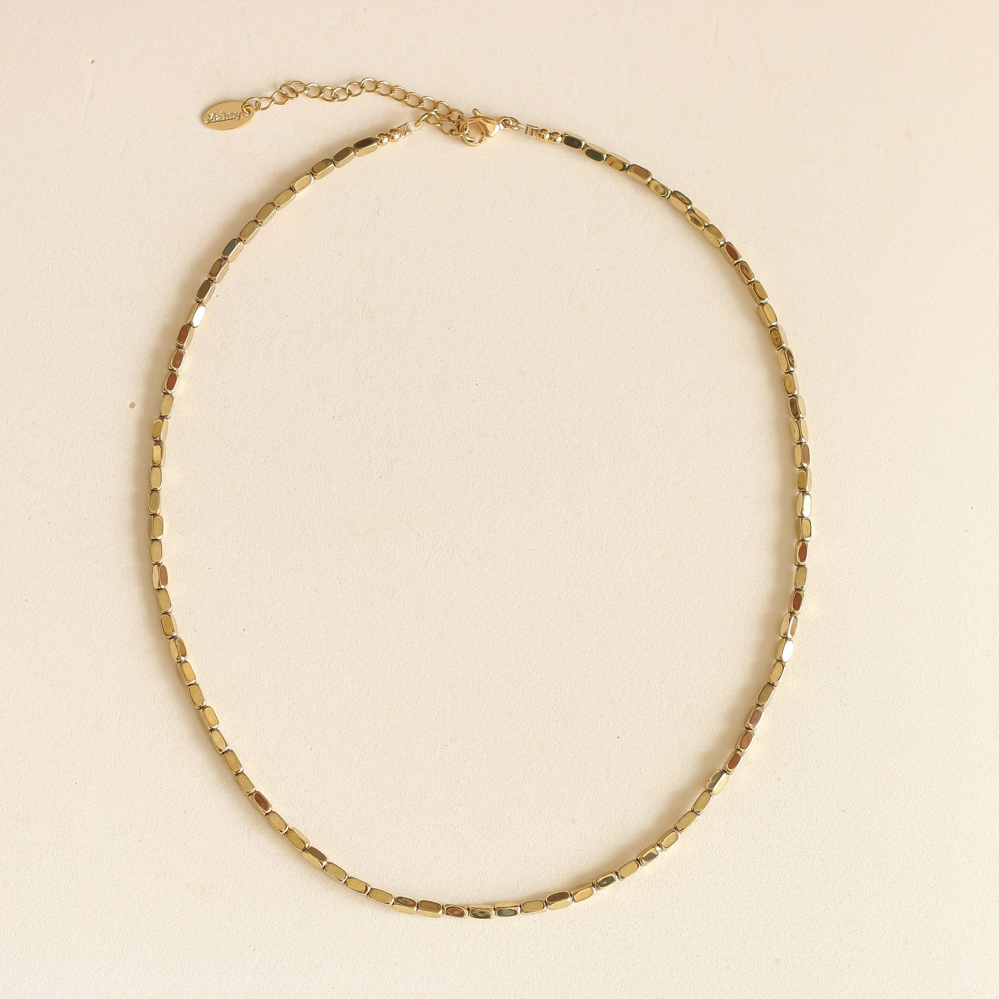 Collier en perles d’hématite dorées, cadeau femme