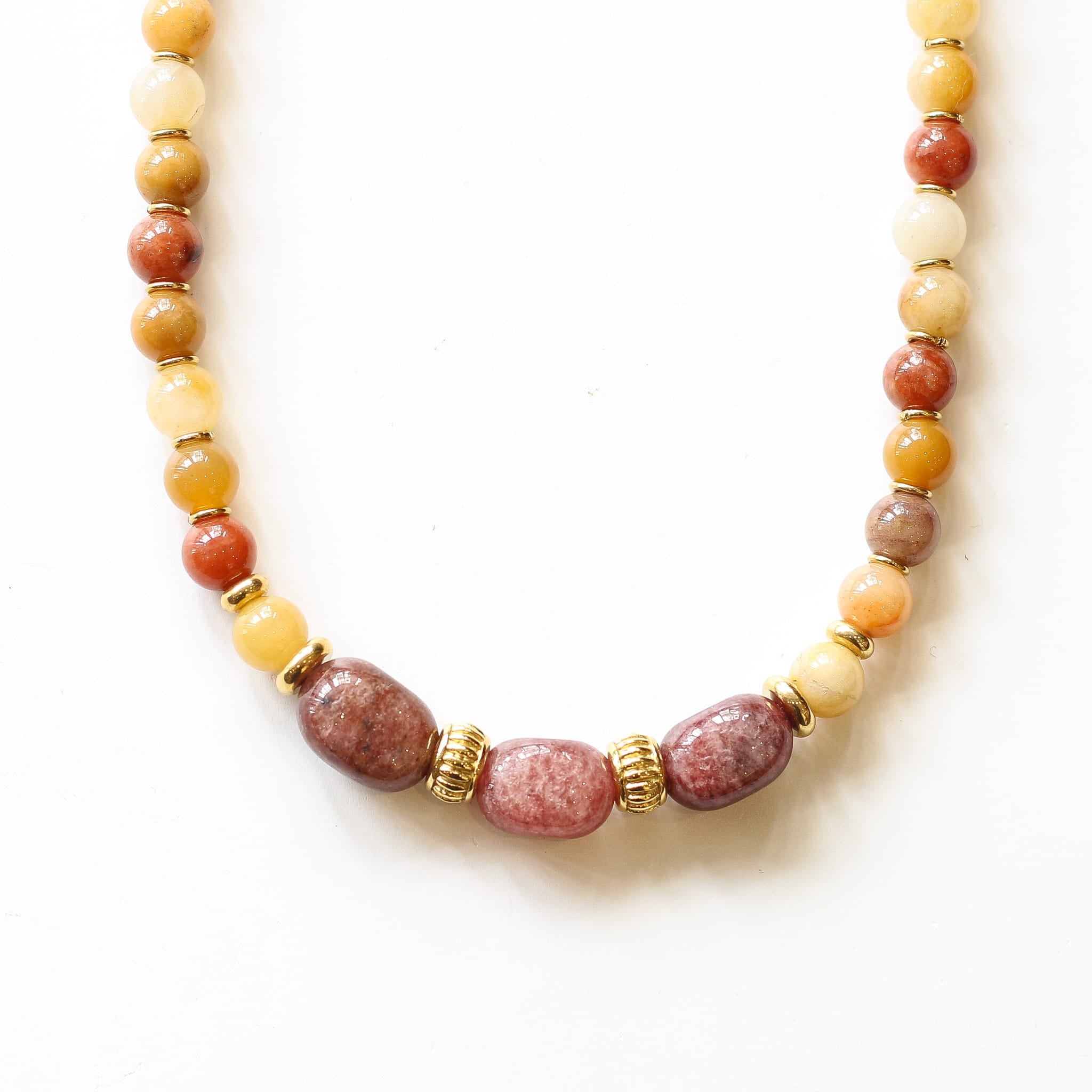 Collier Sunshine Jade Jaune, bijou femme pierres naturelles Mahny.