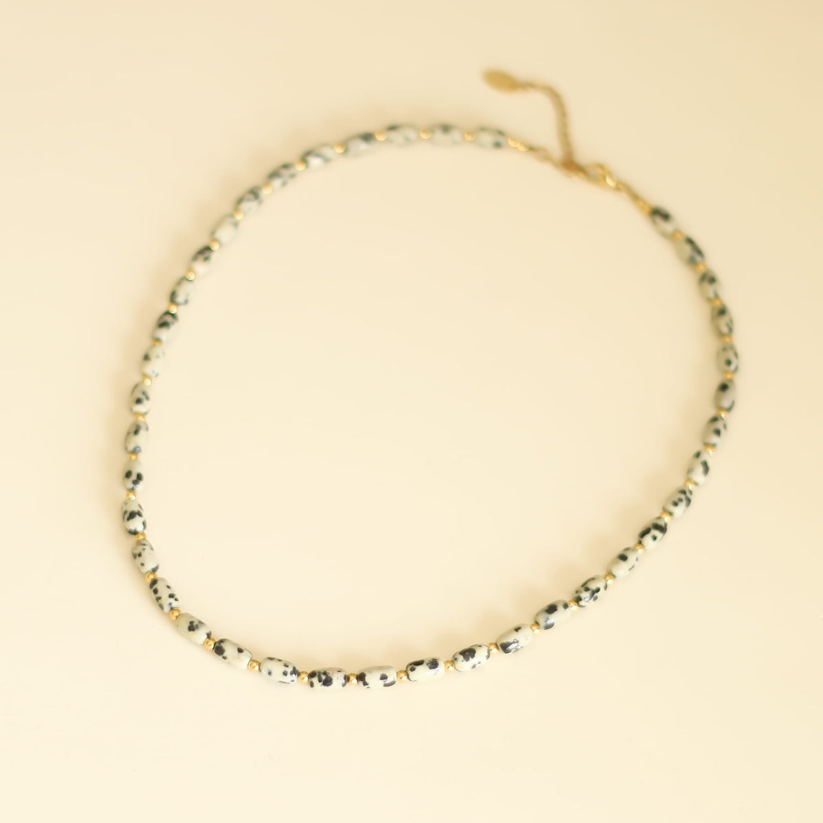 Collier Jaspe Dalmatien perlé