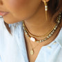 Collier Jaspe Dalmatien Nacre, détail du fermoir signé Mahny, bijou femme pierre fine.