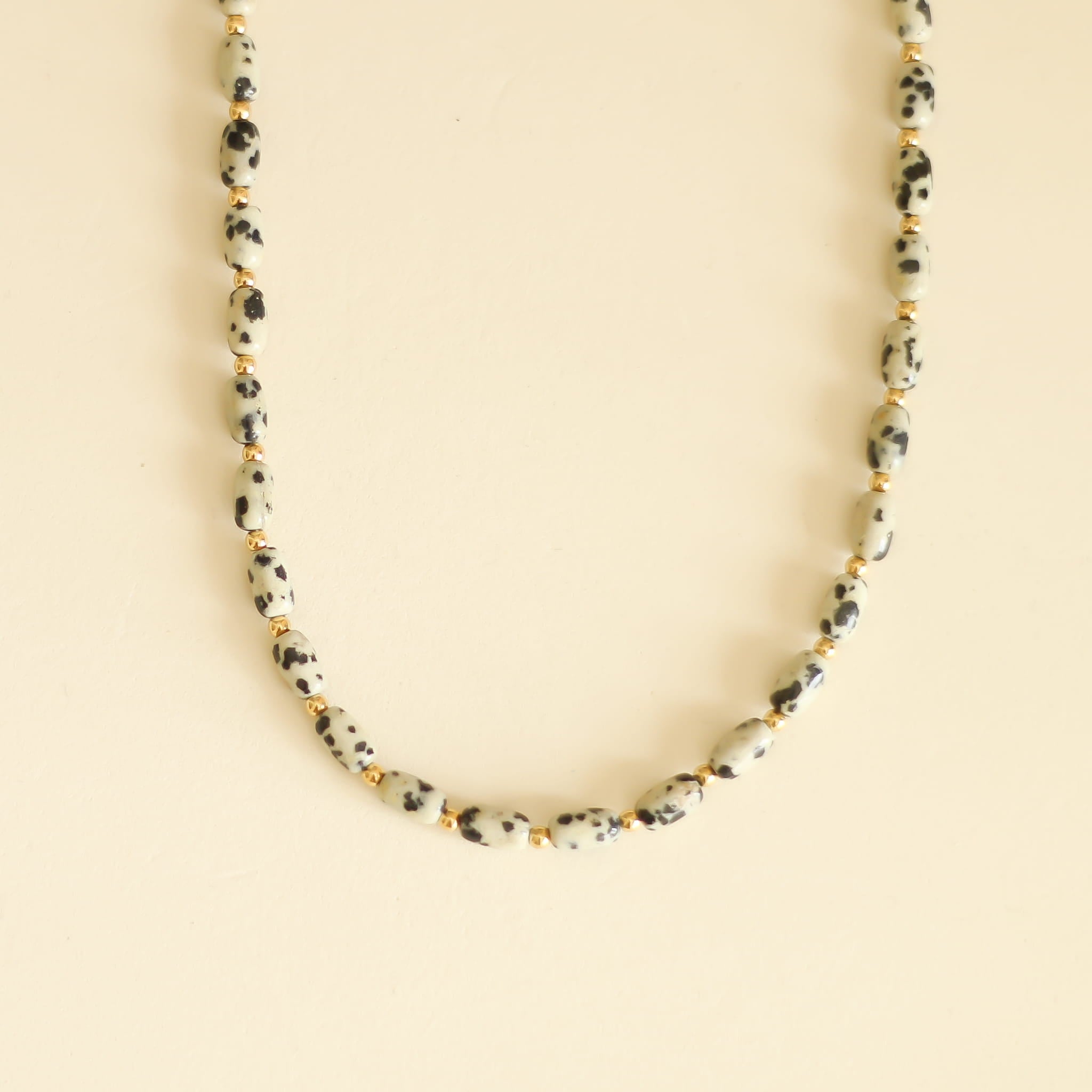 Collier Jaspe Dalmatien perlé