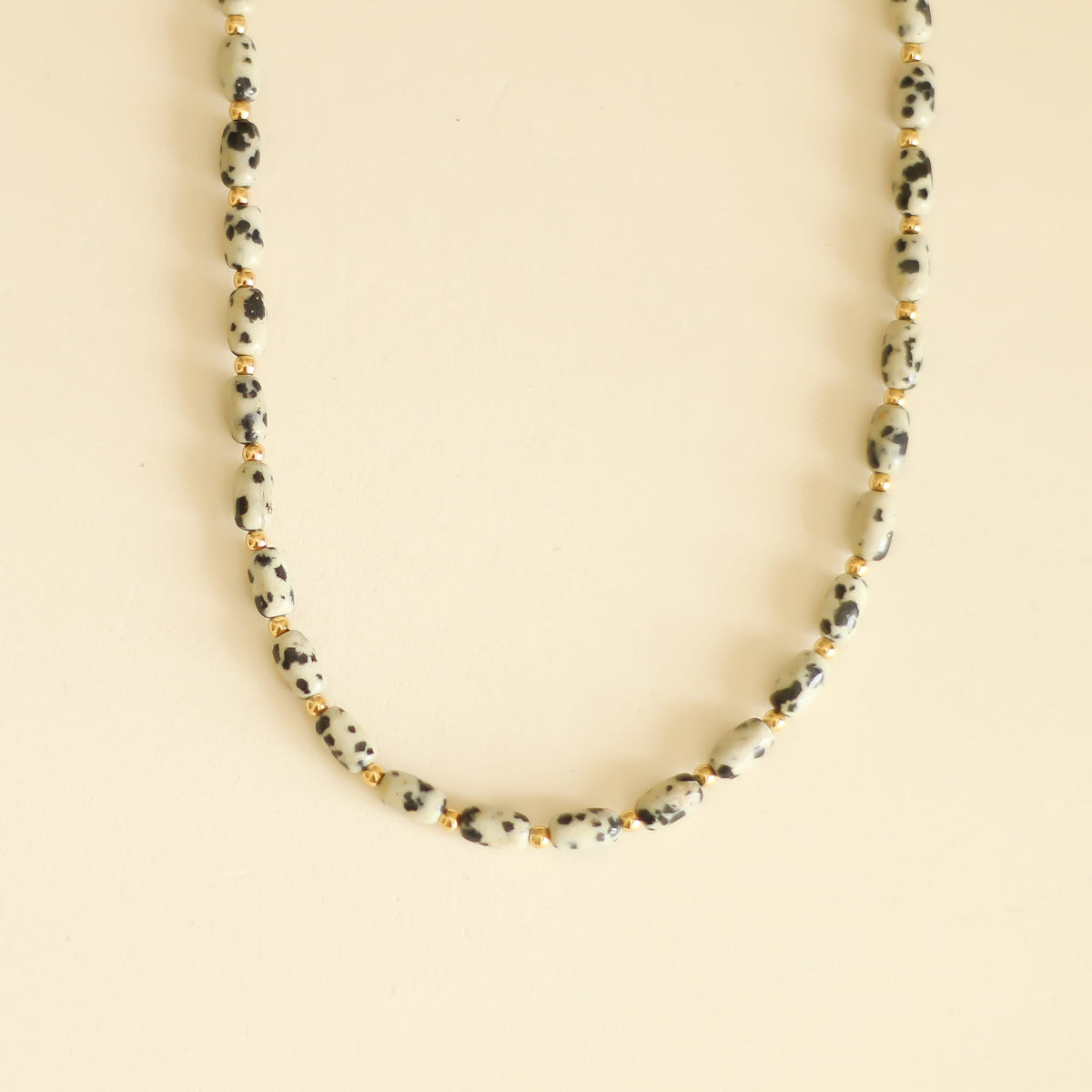 Collier Jaspe Dalmatien perlé