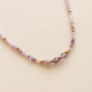 Collier de créateur en Kunzite et Améthyste monté à la main
