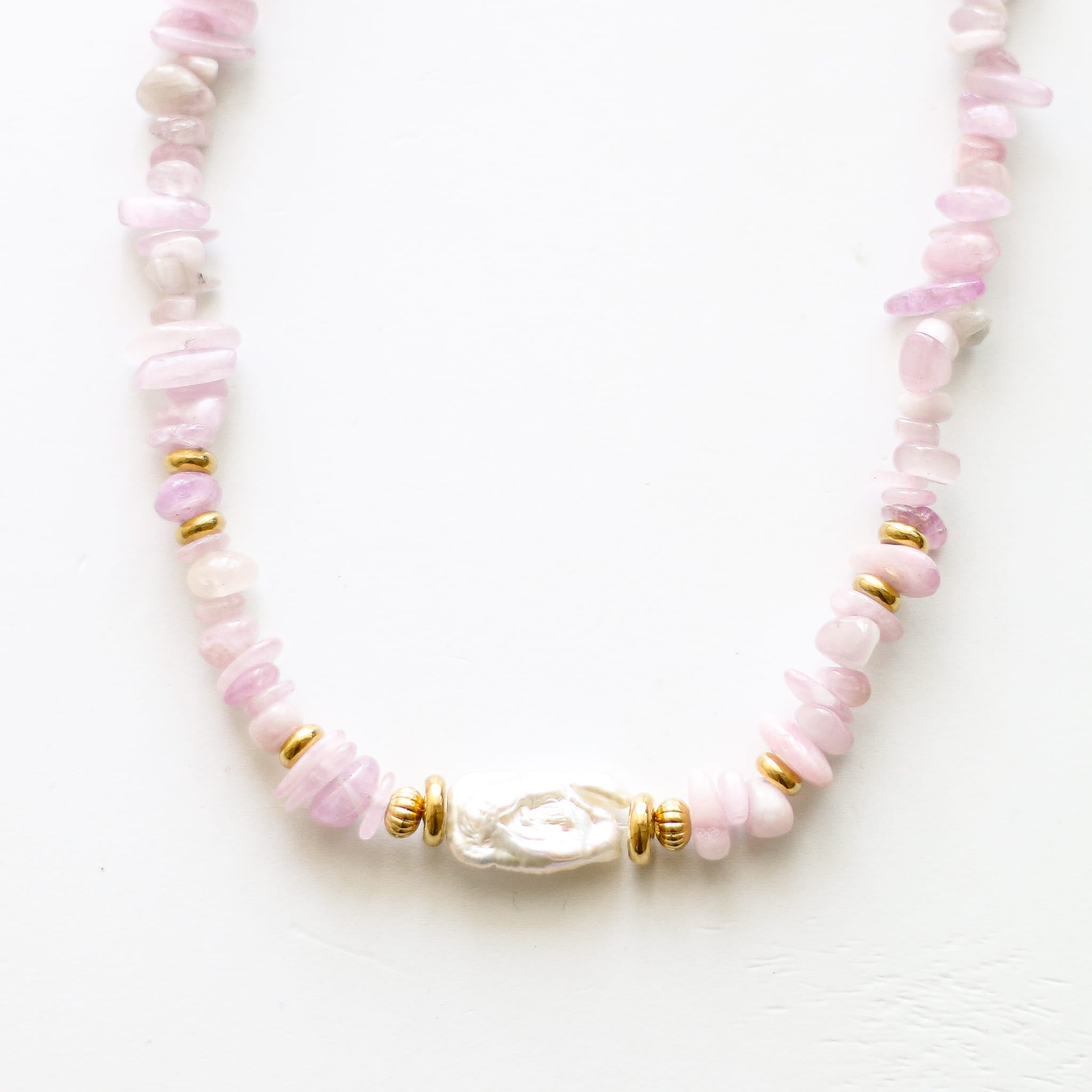 Collier en kunzite, bijou femme.