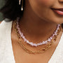 Collier en kunzite, assemblé à la main.