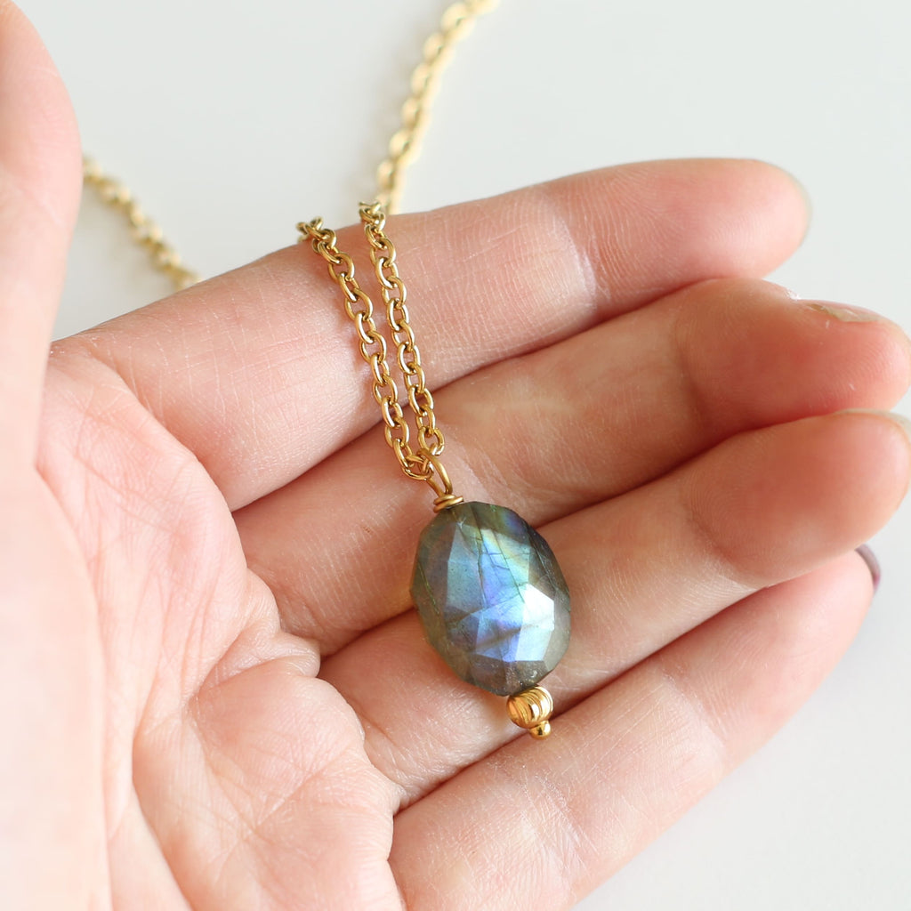 collier labradorite pierre pendentif créatrice bijou