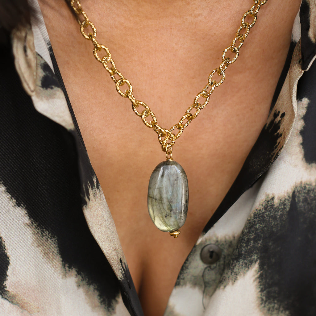 collier créatrice labradorite pierre fait main 