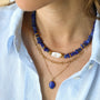 Collier Lapis Lazuli Nacre, vue rapprochée, bijou femme pierres naturelles Mahny.