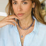Collier Lapis Lazuli perlé fin, vue à plat, bijou femme pierres naturelles Mahny.