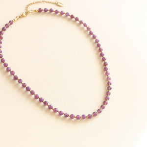 le collier pour la fête des mères, perles de Lépidolite mauve et acier inoxydable waterproof