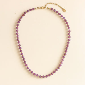 Collier Billie en Lépidolite et acier inoxydable, bijou durable