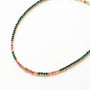 Collier Malachite et Rubis perlé, détail des pierres, Mahny bijoux pierre fine.