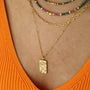 Collier Médaillon Lune, vue rapprochée, Mahny bijoux pierres naturelles.