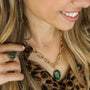 collier fait main en acier inoxydable et pierre de Néphrite jade