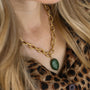 collier statement en Néphrite jade et chaine épaisse 
