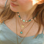 collier angélite perle bleu turquoise acier