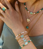 collier angélite perle bleu turquoise doré
