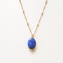 Collier Lapis Lazuli chaîne boule, bijou femme pierres naturelles Mahny.