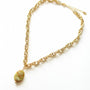 Collier Unakite chaîne corde, détail du fermoir signé Mahny, pierre véritable, fait main à Paris.