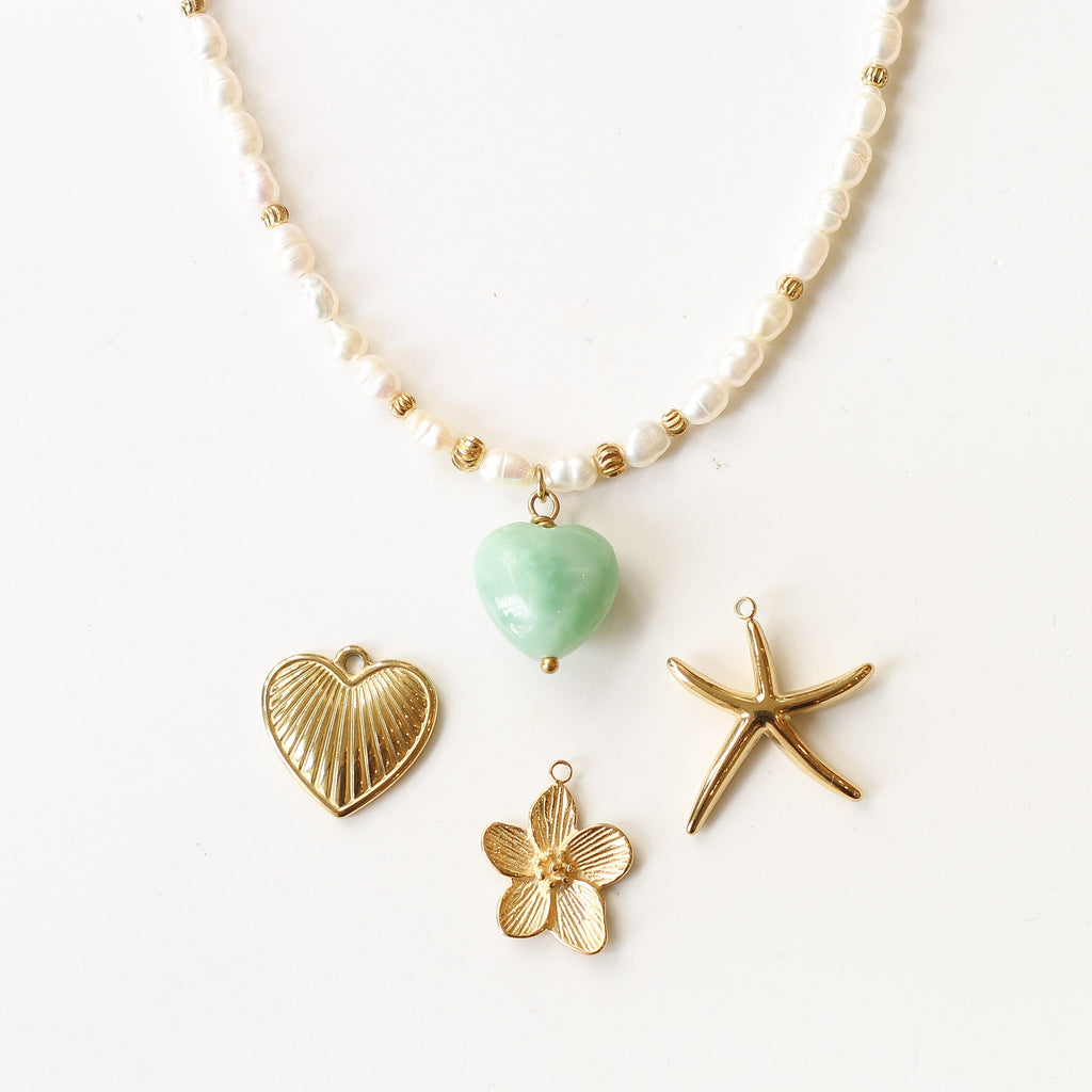 collier perle eau douce angélite blanc