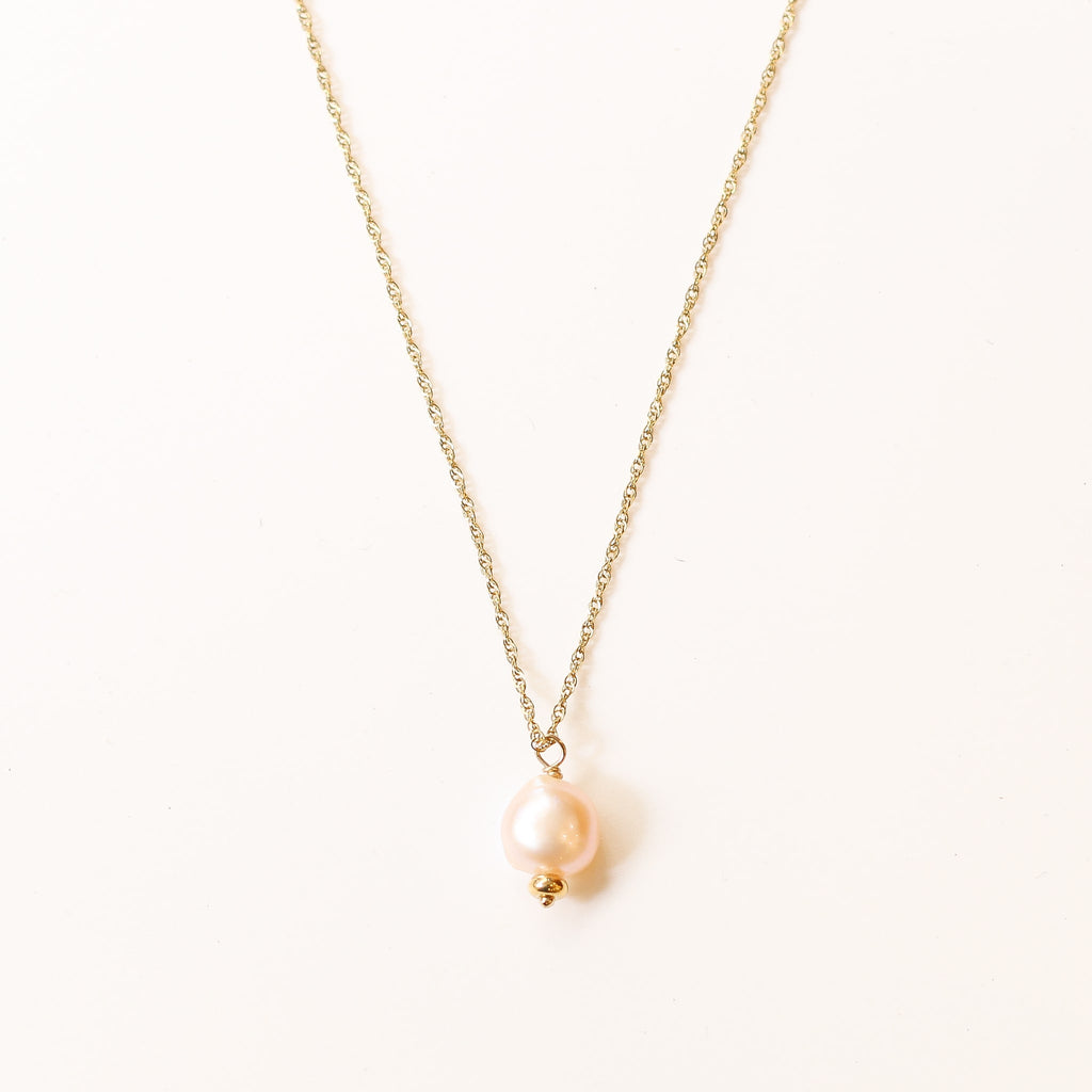 collier perle eau douce rose pendentif 