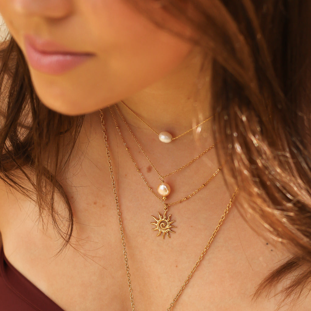 collier perle eau douce rose créatrice