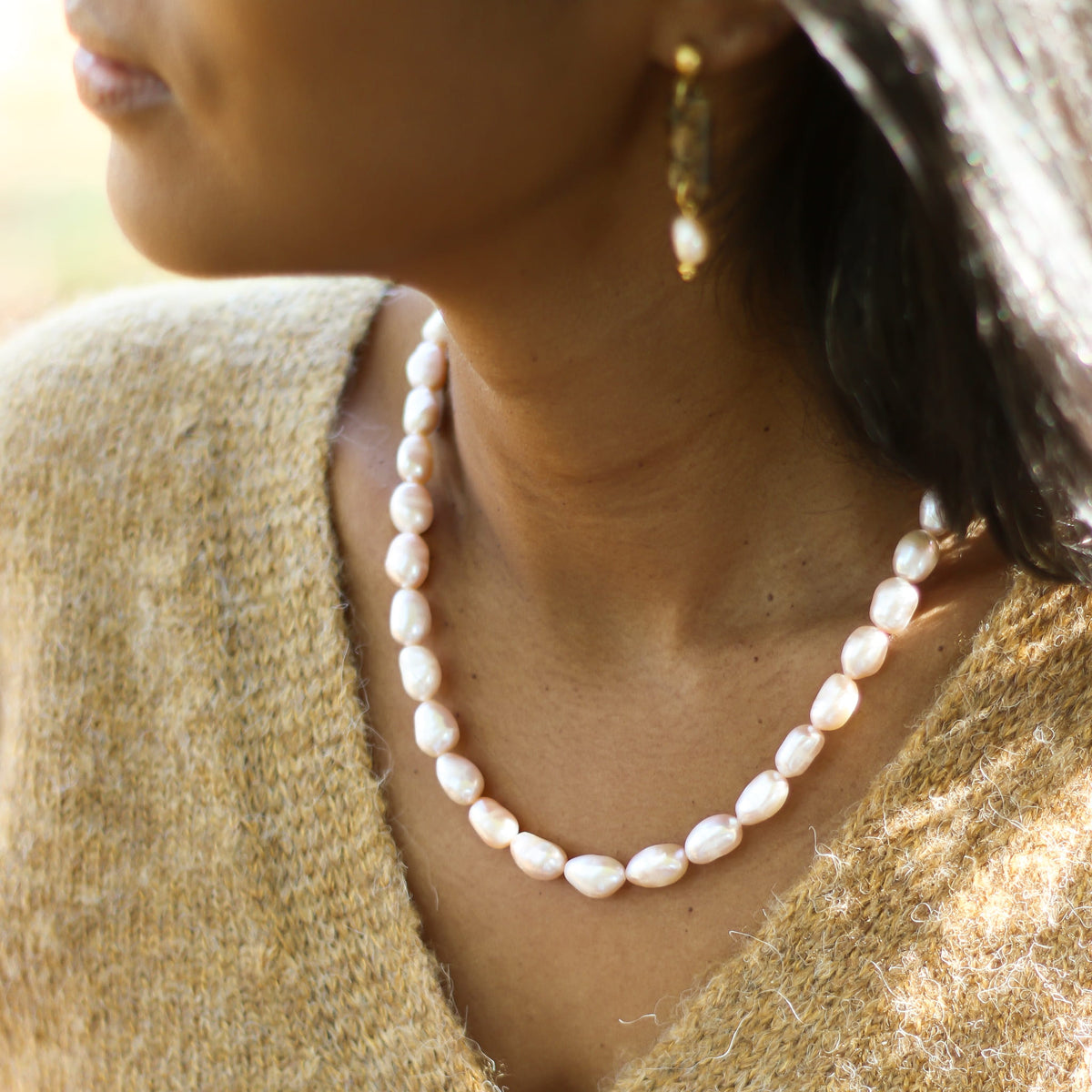 Collier Perles d'eau douce orangées