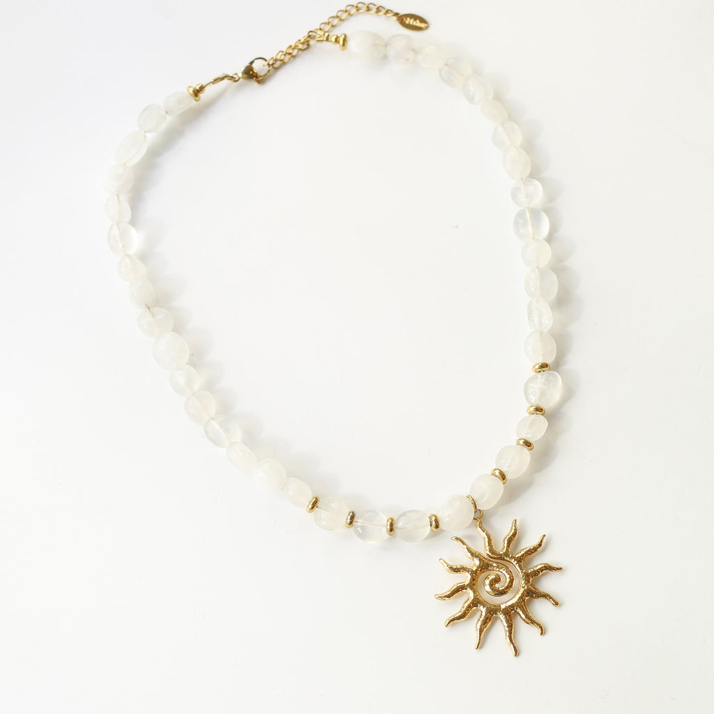 collier pierre lune soleil fait main