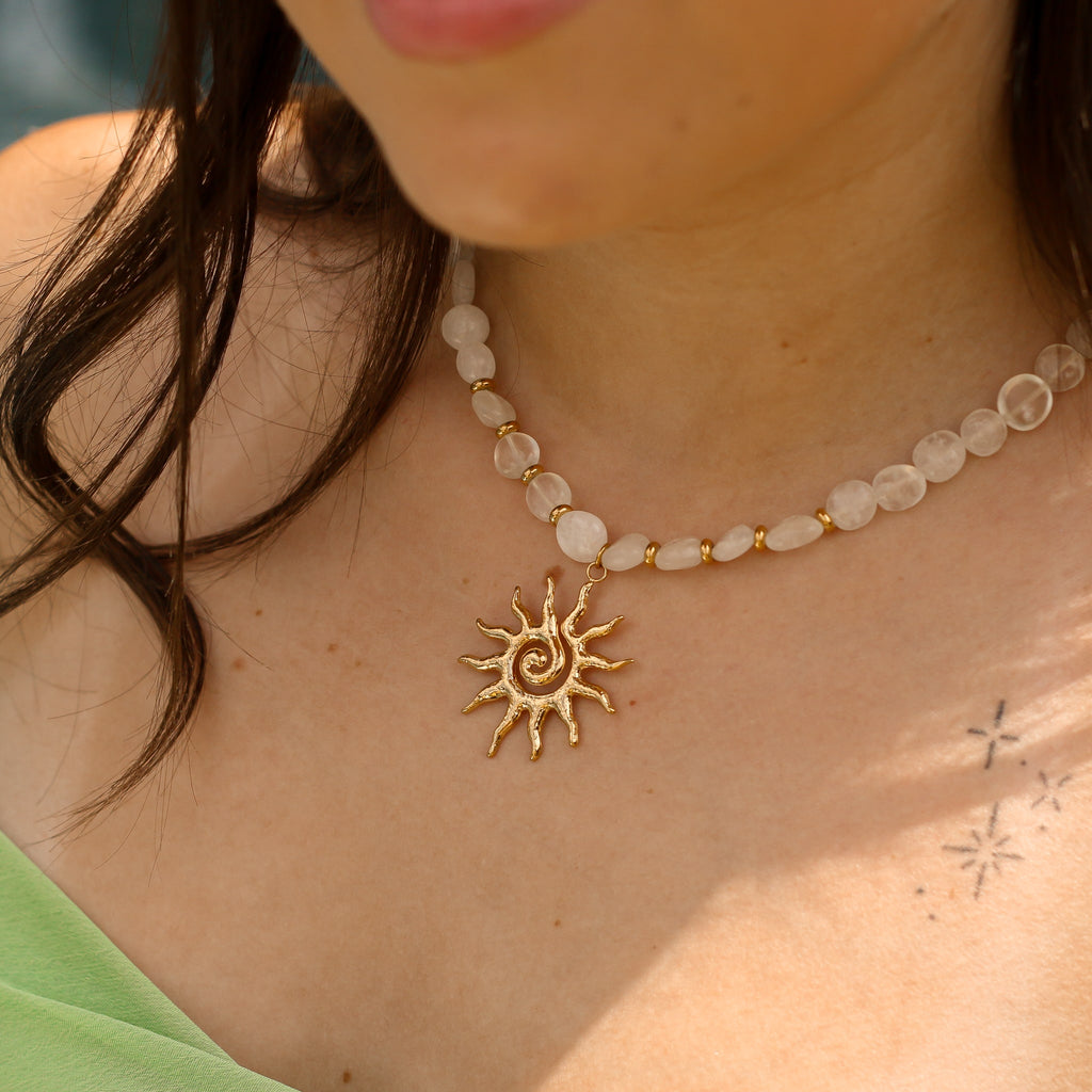 collier pierre lune blanc soleil bijou