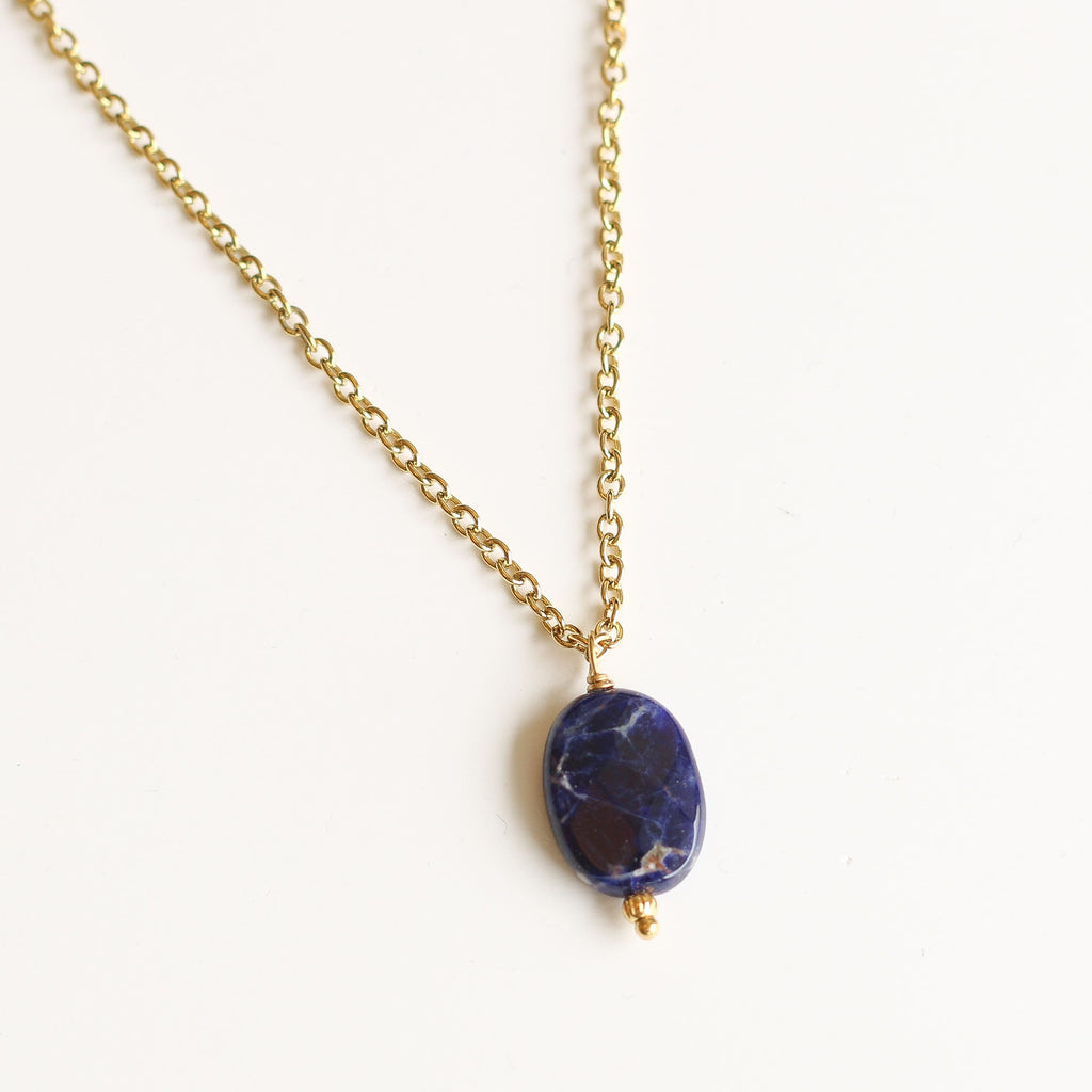 bijou sodalite lithothérapie bleu pendentif pierre