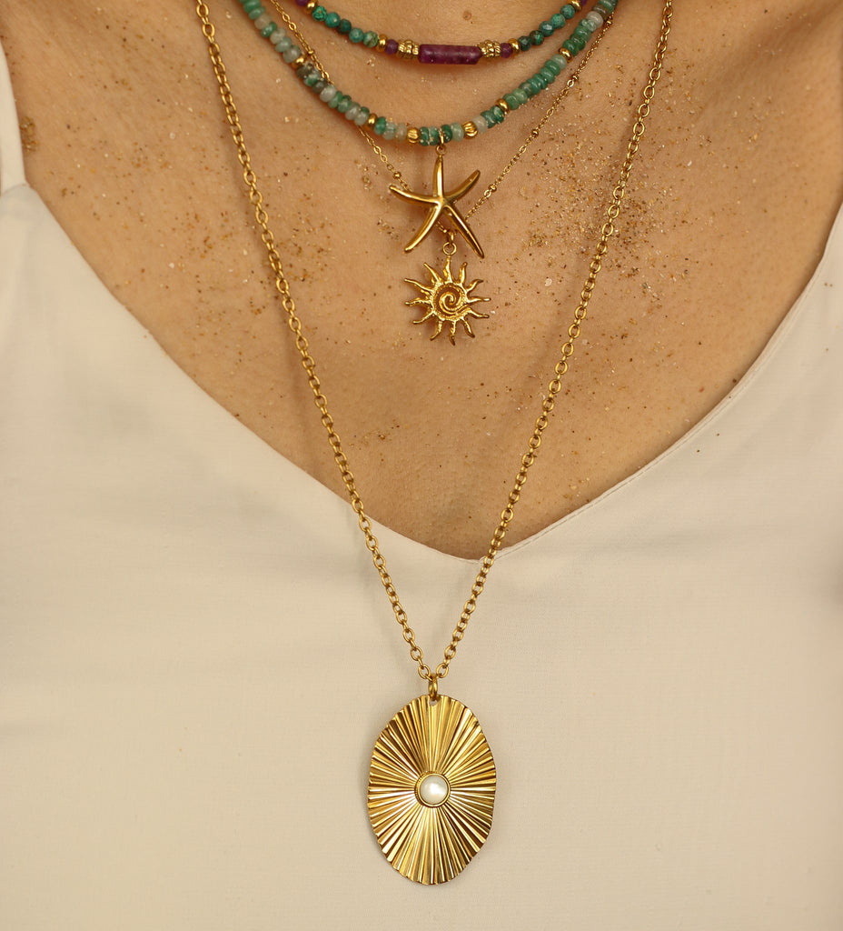 collier solar pendentif soleil fait main
