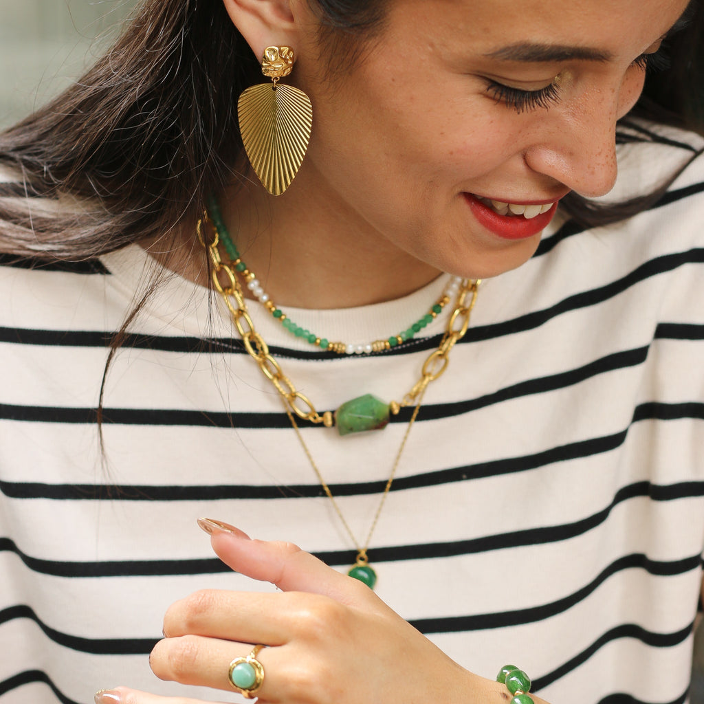 collier femme acier inoxydable chrysoprase