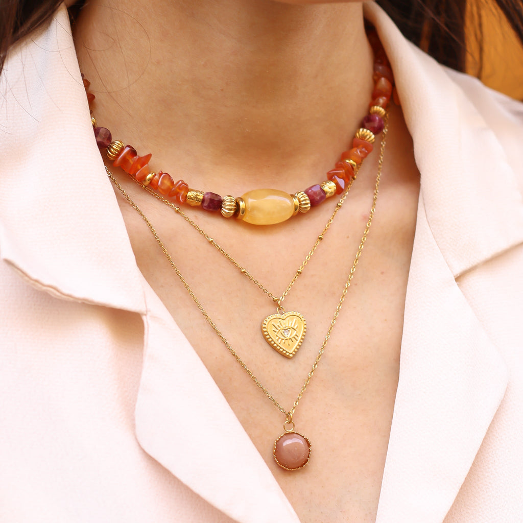 collier pendentif oeil doré femme