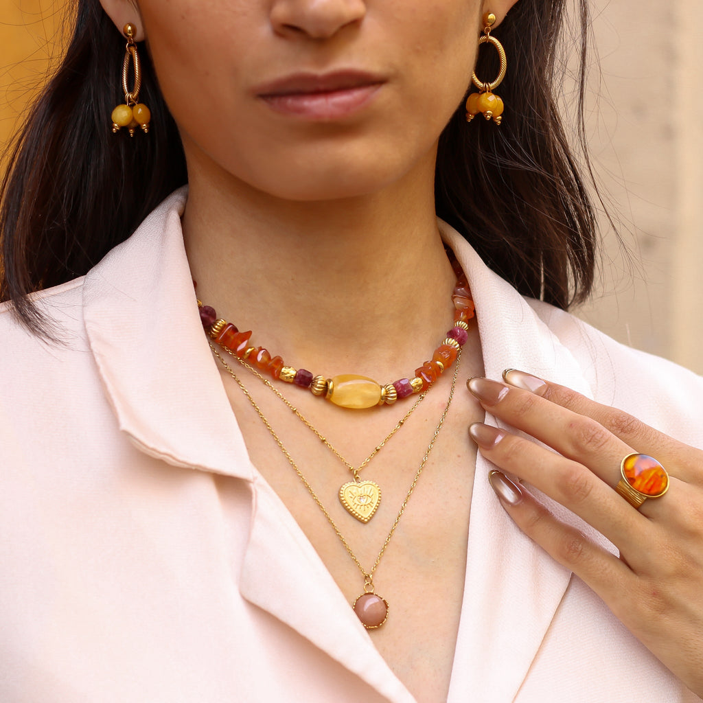 collier femme doré acier inoxydable