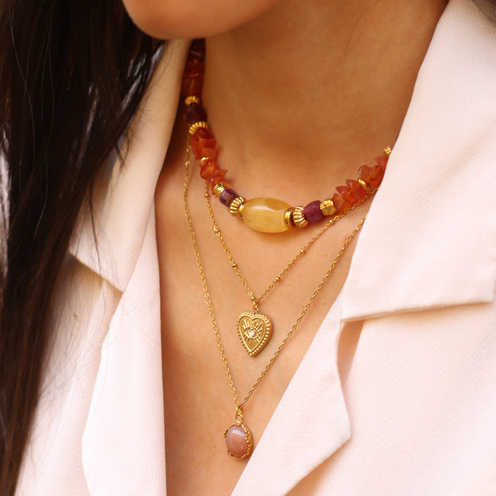 collier pendentif doré fait main