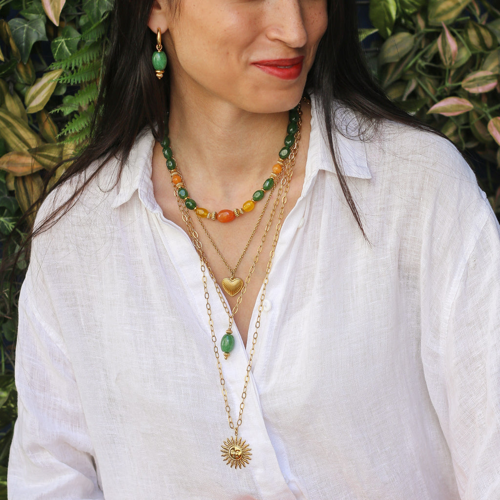 collier chaîne doré soleil cadeau