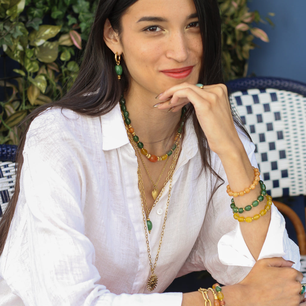 collier femme bijou doré acier 