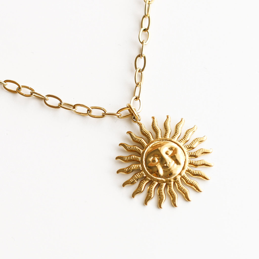 collier double chaîne soleil femme