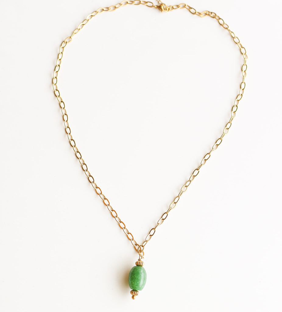 collier femme chêne doré vert