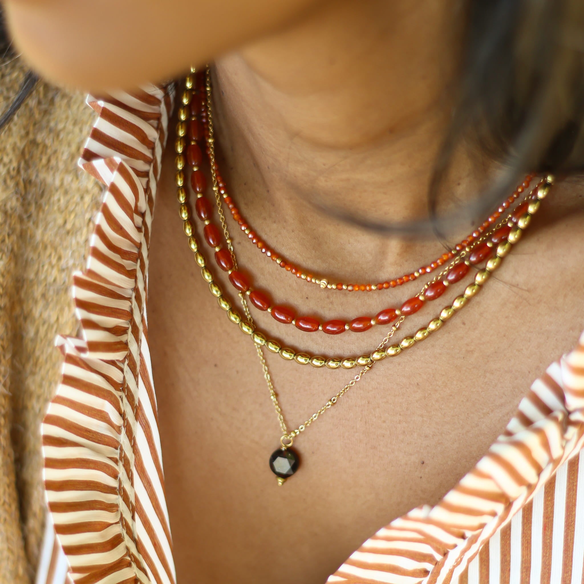 Collier Agate rouge perlé