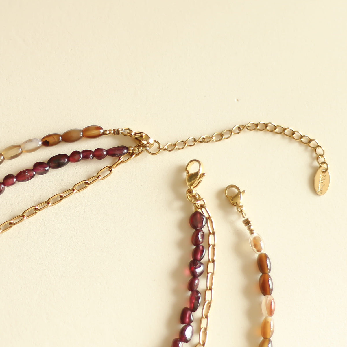 Collier Grenat Agate marron multi-rangs
