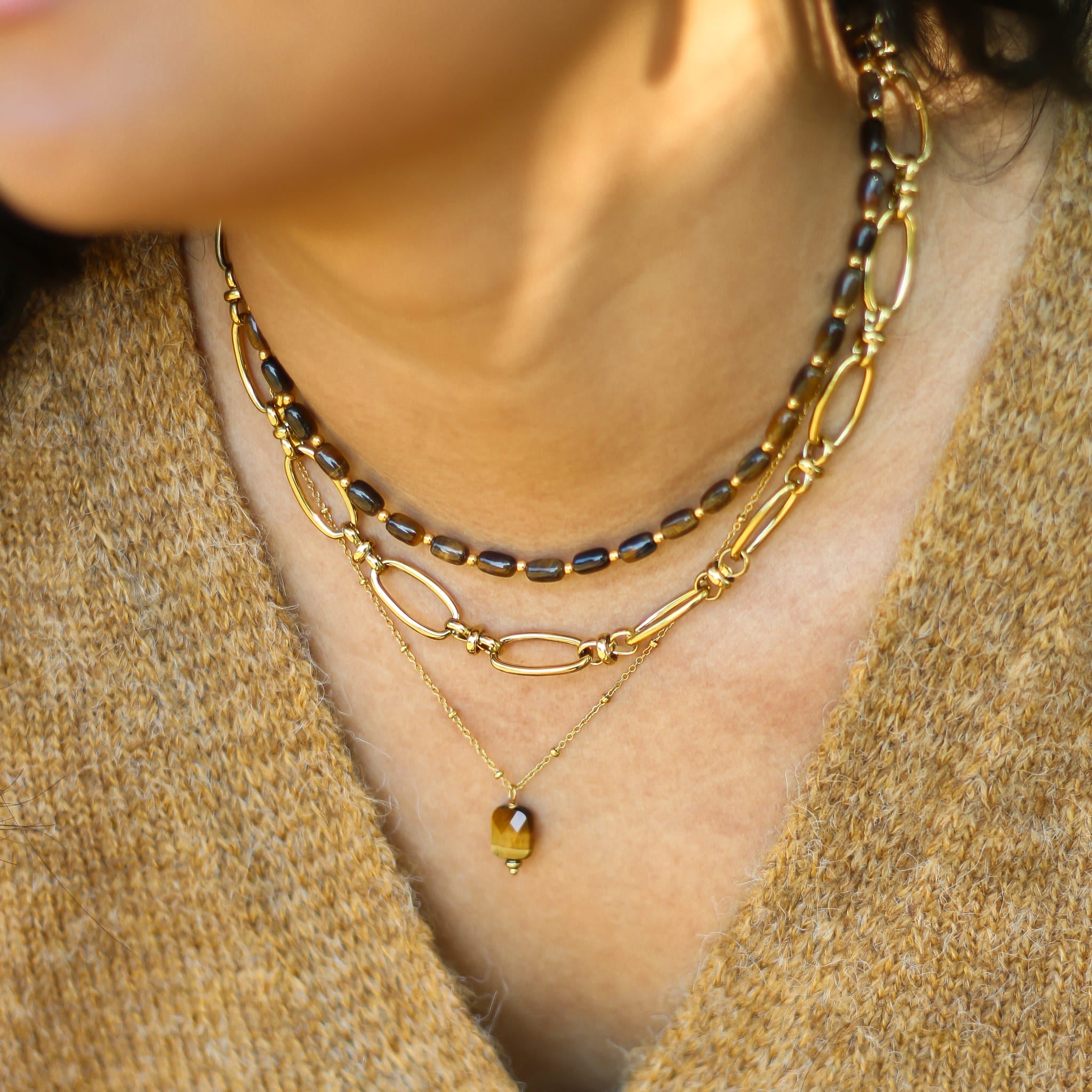 Collier Œil de tigre chaîne fine