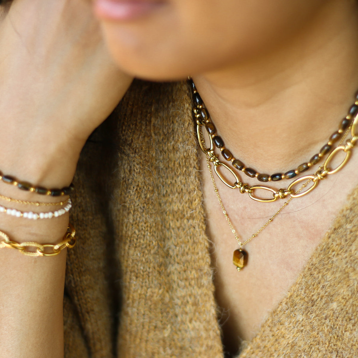 Collier Œil de tigre chaîne fine